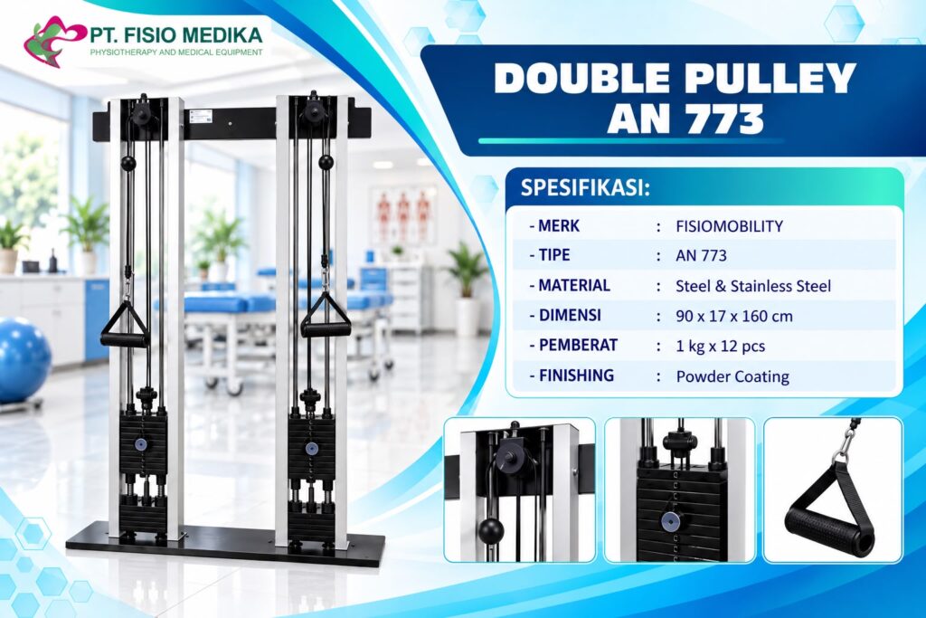 alat terapi bahu atas dua tali beban double pulley